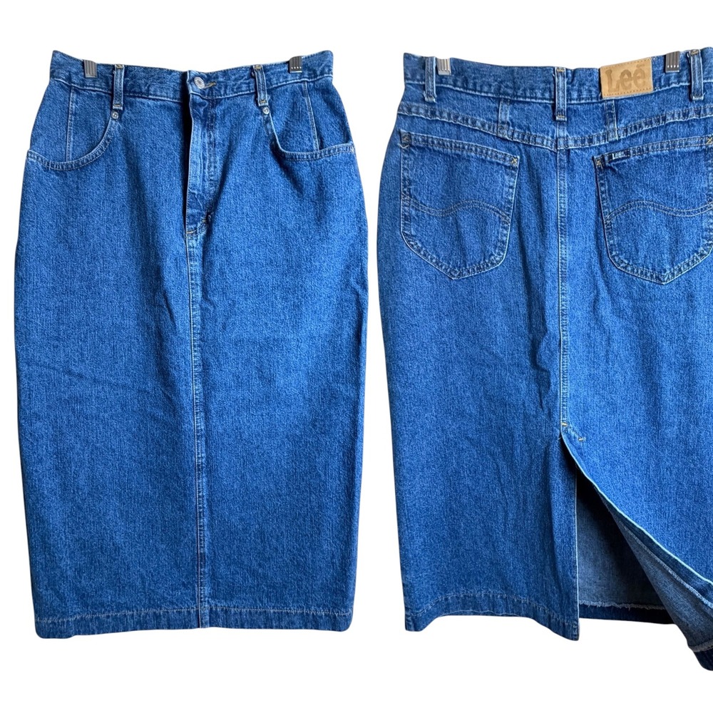 Vintage Lee USA Denim Maxi Skirt High Rise 12 Petite 90s